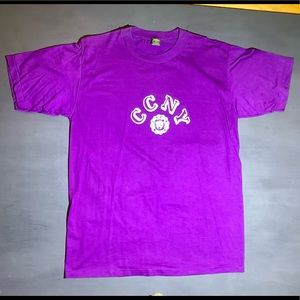 CCNY Tee Shirt | Size L 42-44 | Purple | Short Sleeve | Jerzees by Russell | USA